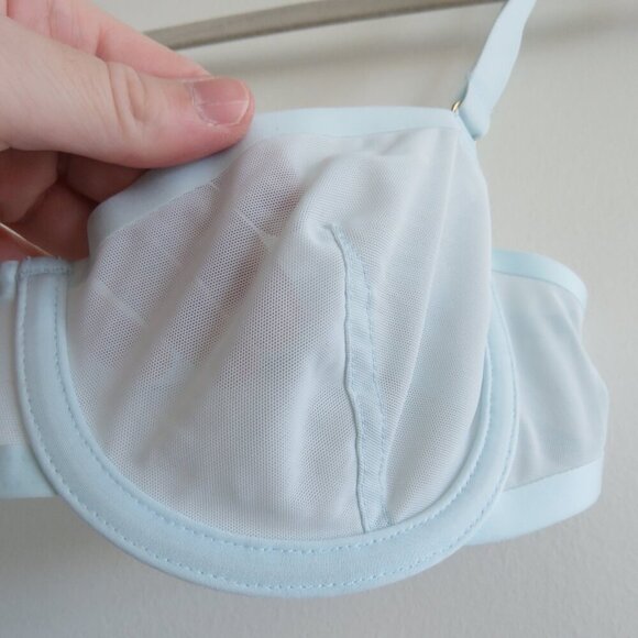CUUP The Balconette Mesh Underwire Bra in Halo Light Pastel Blue - Size 32B - Picture 3 of 13